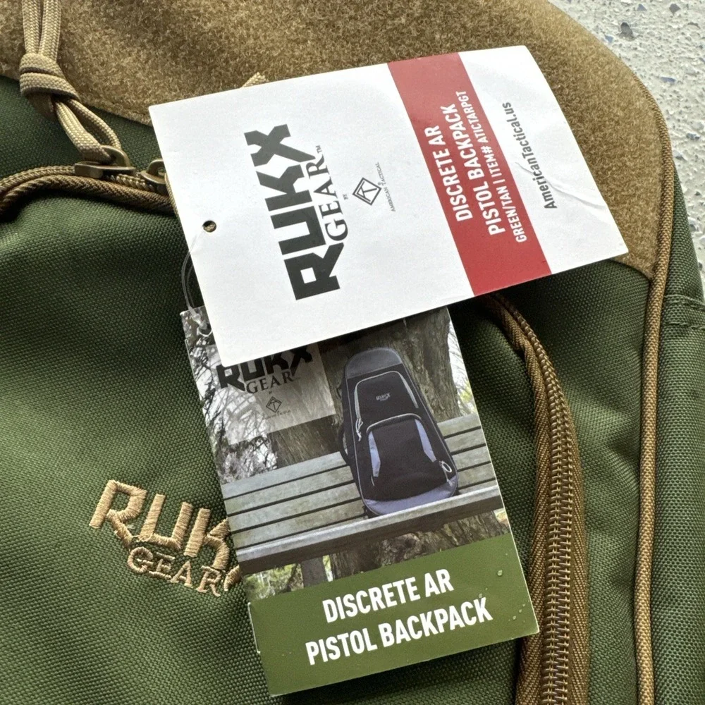 Rukx Gear ATICTARPB Discrete Pistol Backpack Green 600D Polyester Holds 1 New